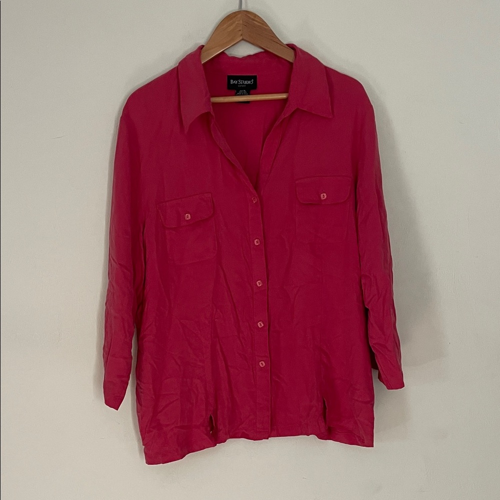Y2K Hot Pink Silk business casual shirt